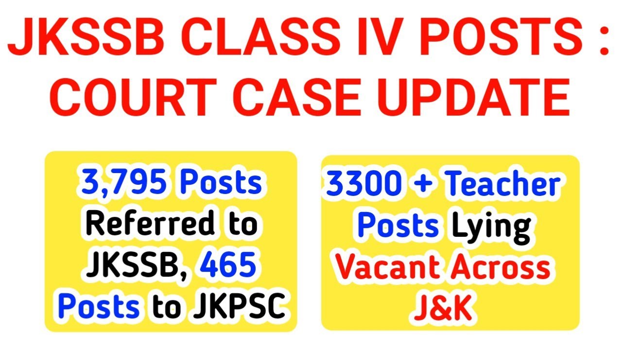 3795 Posts Referred to JKSSB & 3300+ Teacher Vacancies! CLASS IV/MTS Court Case Update