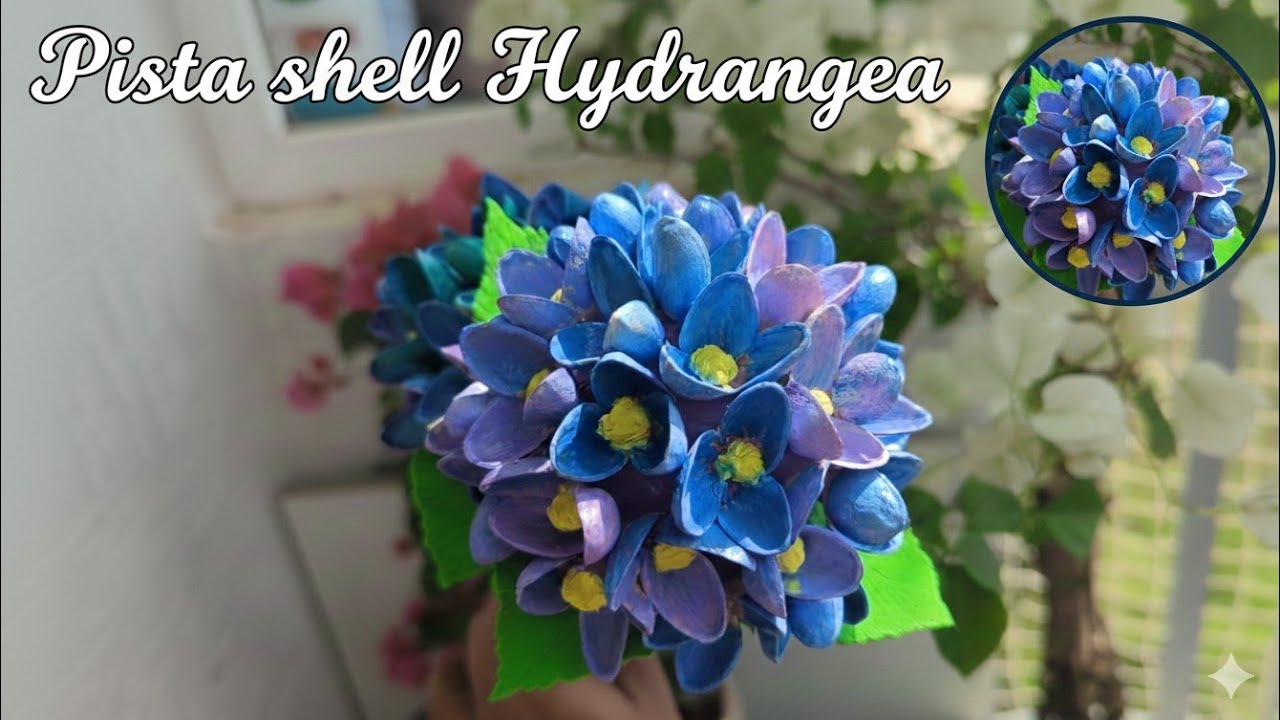 Pista shell Quick DIY with minimum art supply | Hydrangea from pista shell | Home Decor | #diy 