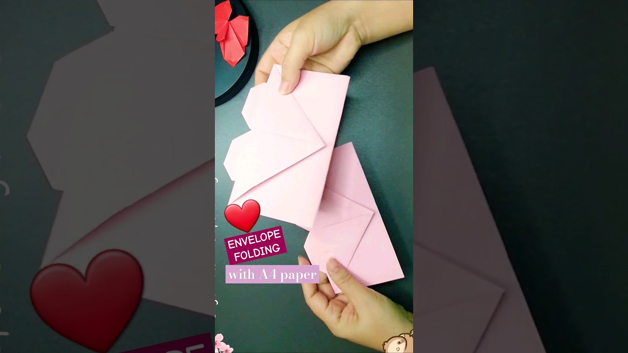 Easy envelope folding with A4 paper Valentine's Decoration  #diy #摺紙 #origami #papercraft #shorts
