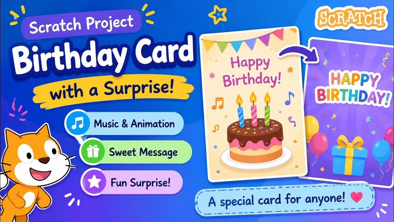 Scratch Birthday Card Tutorial | Interactive Surprise Card with Music 🎉