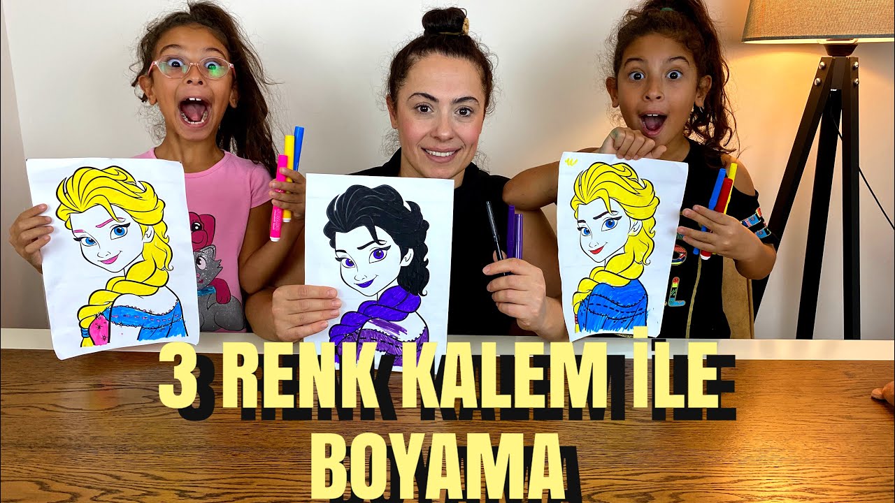 3 RENK KALEM BOYAMA CHALLENGE 3 MARKER CHALLENGE SILA VE MİRA