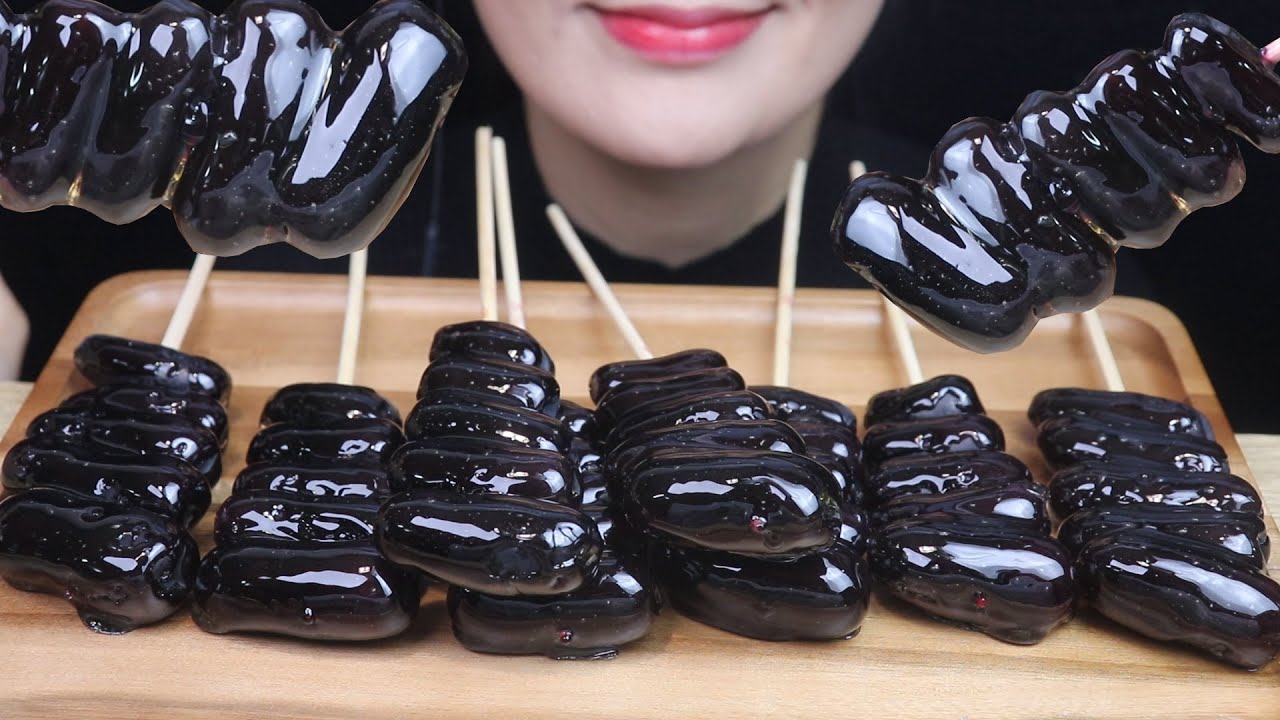 ASMR Tanghulu 블랙사파이어포도 탕후루 Candied Fruit Moon Drop Grapes Mukbang Kẹo trái cây フルーツ飴