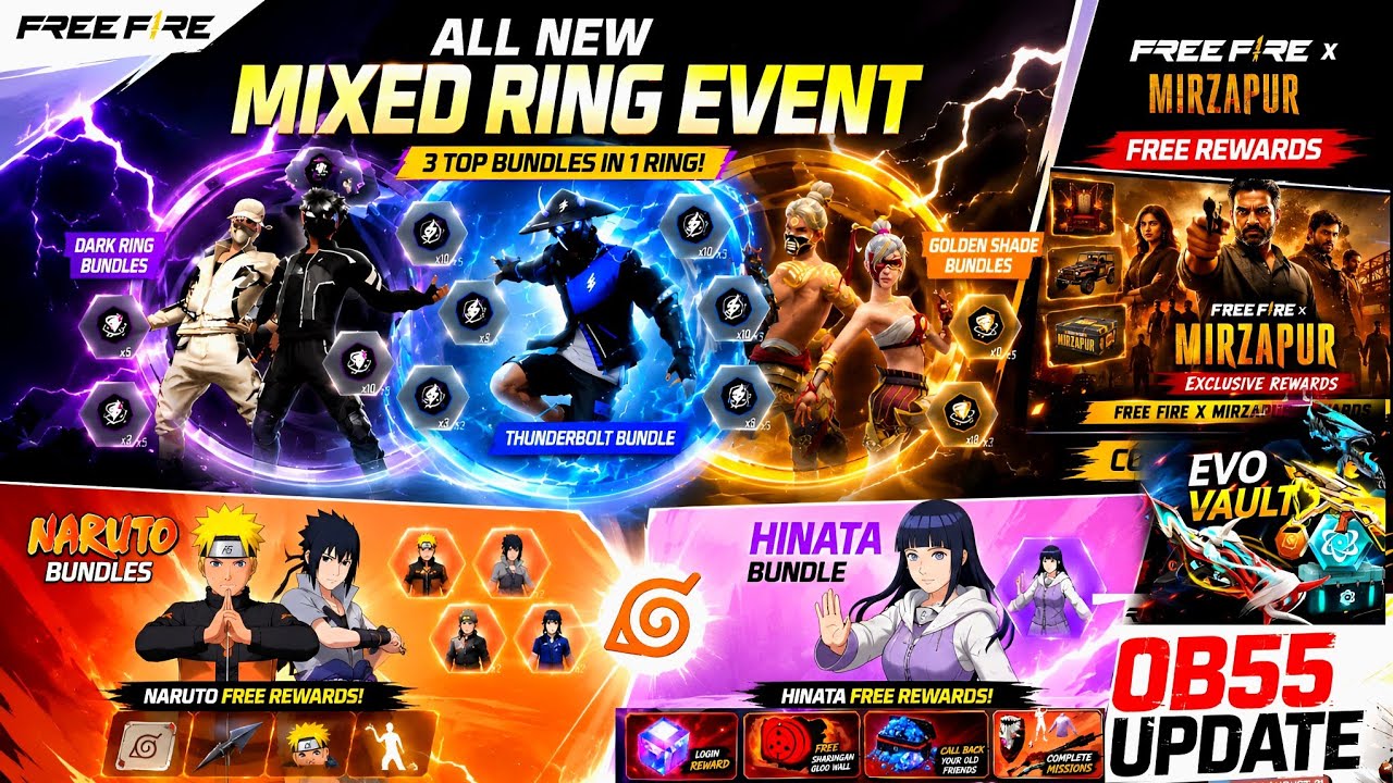 Golden Shade Return, Naruto Collab | Upcoming Events In Free Fire😍|Free Fire New Event |FF New Event