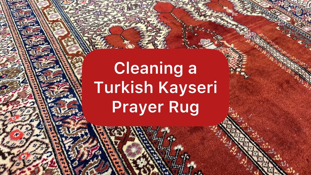 Cleaning a Turkish Prayer Rug from Kayseri! #rugcleaning #kayseri #turkishrug #asmr #islamicart