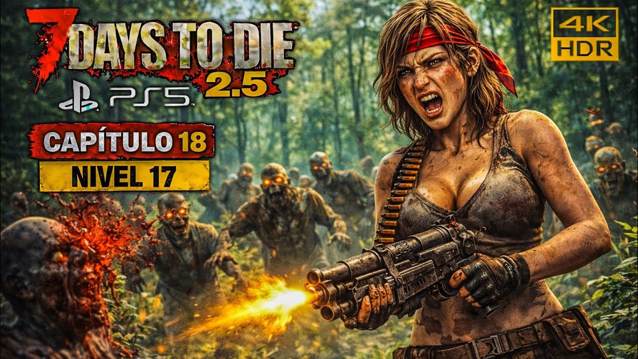 REMONTANDO NIVELES A GOLPE DE METRALLETA SIN PIEDAD | 7 Days to Die 2.5 PS5 | Capítulo 18 - 4K HDR