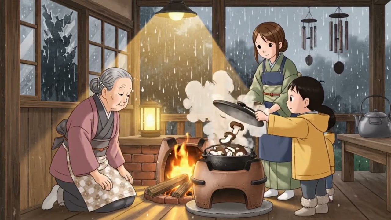 Cozy Rainy Day ASMR: Mushroom Bao & Herbal Tea | Relaxing Ghibli-Style Countryside