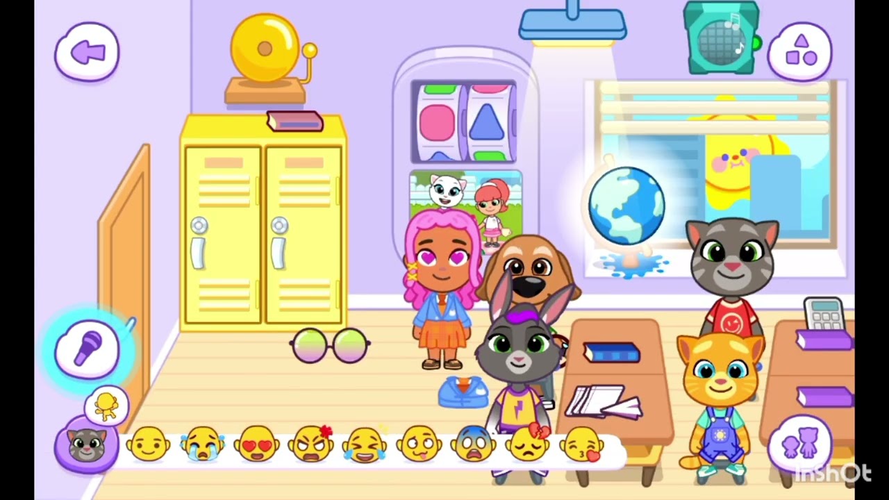 Talking tom  first day at school mathmatics adding+2+3=5 sports football and basketball player 