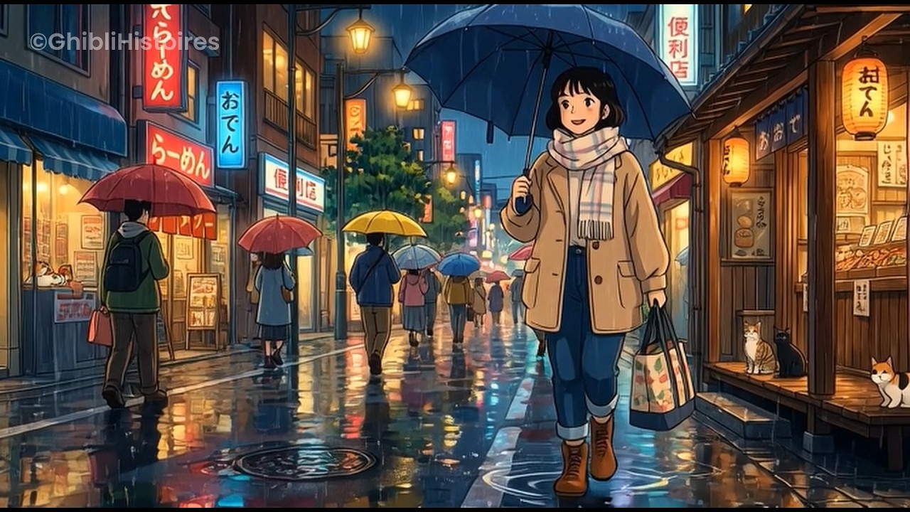 Cozy Rainy Evening | Cooking Spaghetti - Ghibli Style ASMR