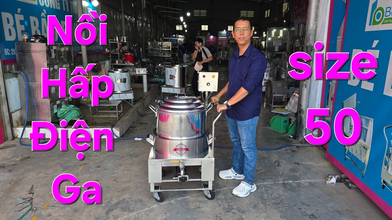 Nồi hấp điện ga size 50 loại di động. Nồi hấp điện Bé Bầu Bình Dương 