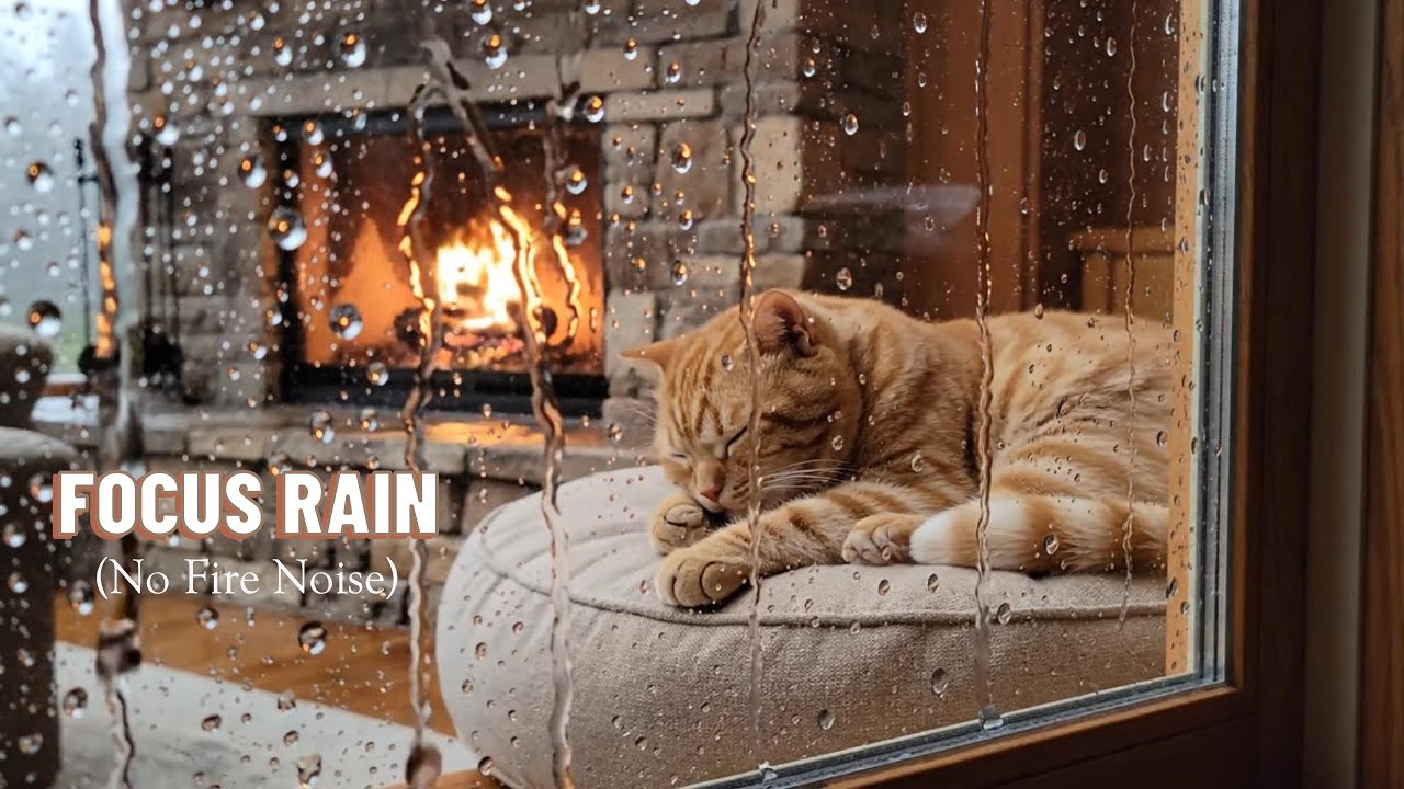 🔴Monday Morning Focus: Heavy Rain Sounds for Studying & Work 🧠 Rain Only (No Fire Noise)