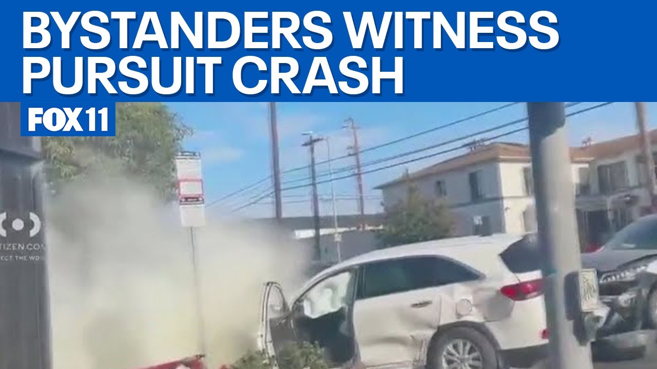 Bystanders witness pursuit crash in Harvard Heights  | FOX 11 LA