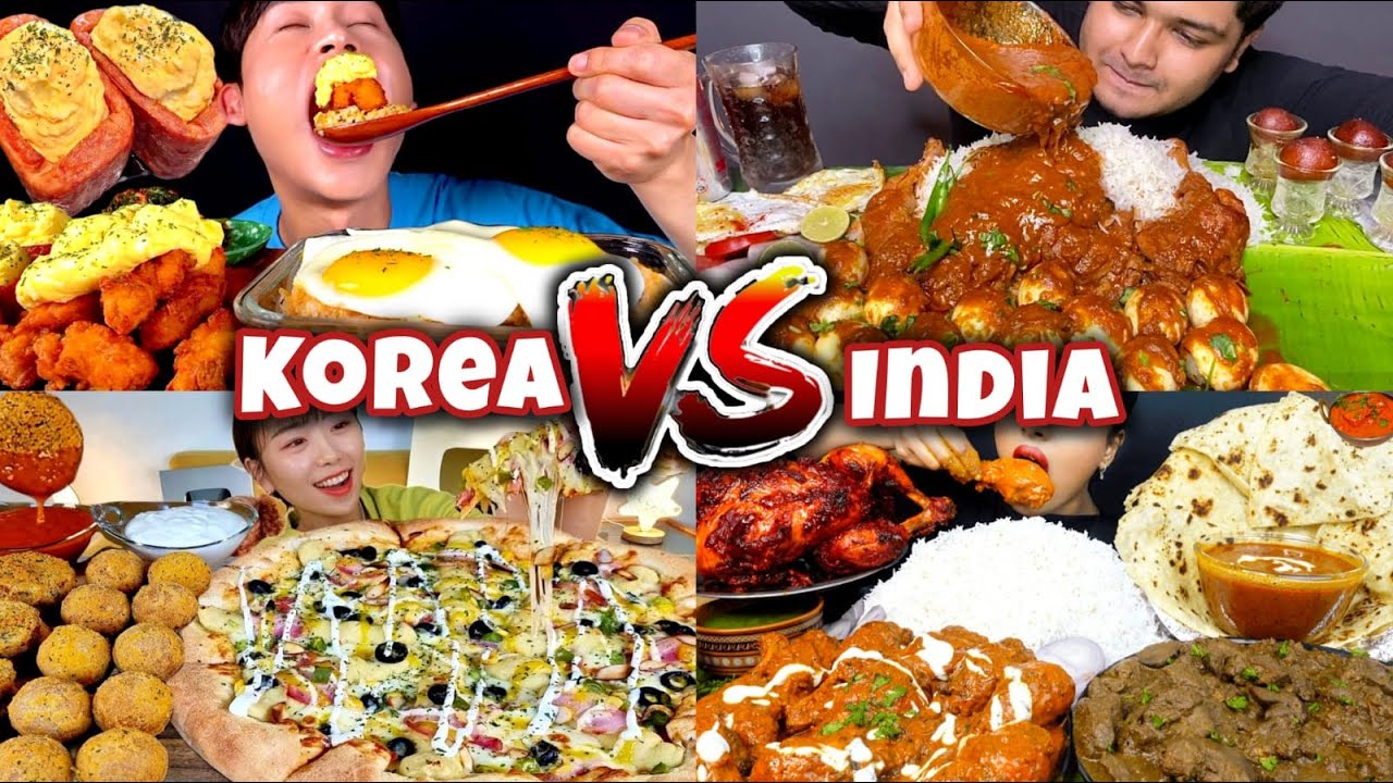 INDIA vs KOREA Mukbang Challenge! 🔥😱| Eating Chicken, Rice, Eggs, Fast Food and Noodles