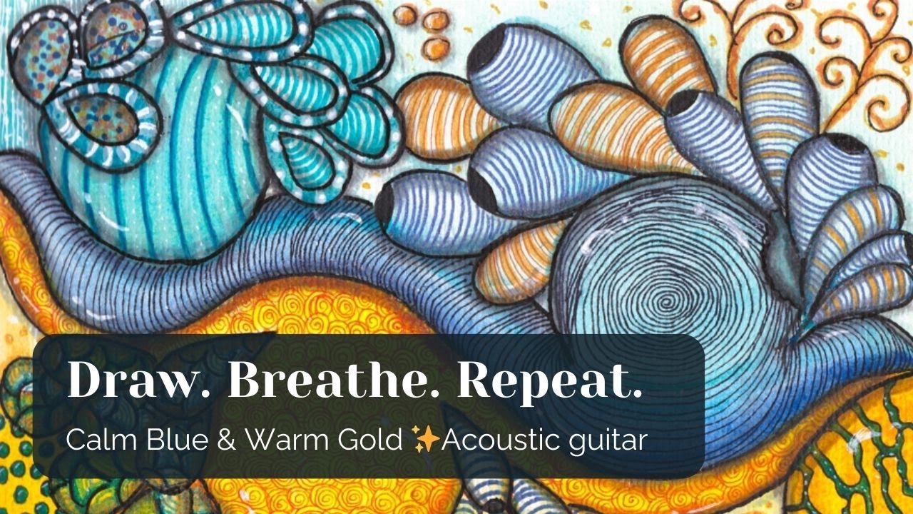 Relaxing Reverse Coloring | Calm Blue & Warm Gold - Slow Mindful Drawing (No Talking)