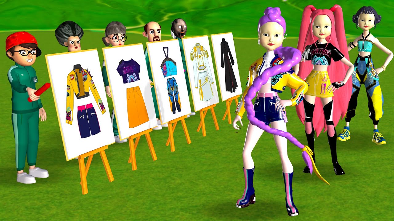 Scary Teacher 3D vs Squid Game Drawing Clothes KPop Demon Hunters Nice or Error 5 Times Challenge