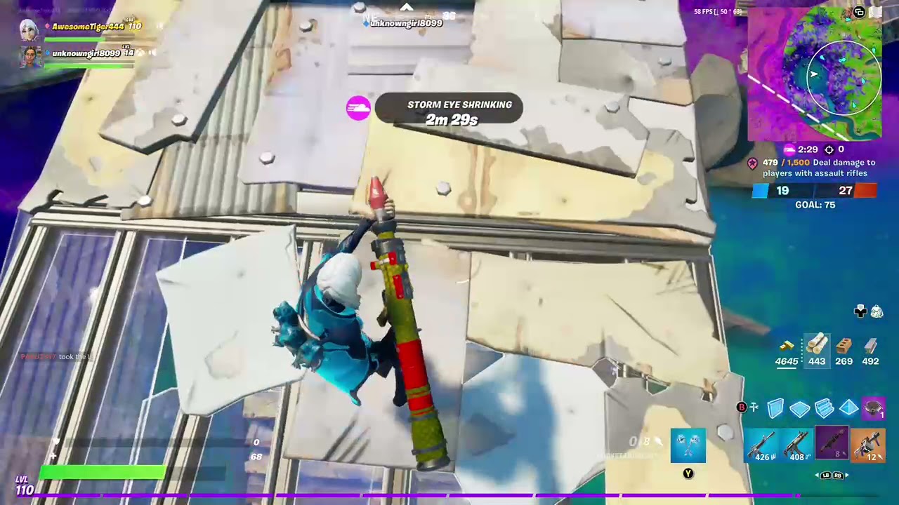 Rocket launcher trickshot kill off the gold cube