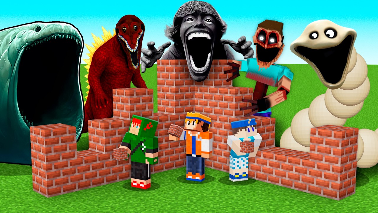 CONSTRUA PRA SOBREVIVER OS MONSTROS FAMOSOS NO MINECRAFT