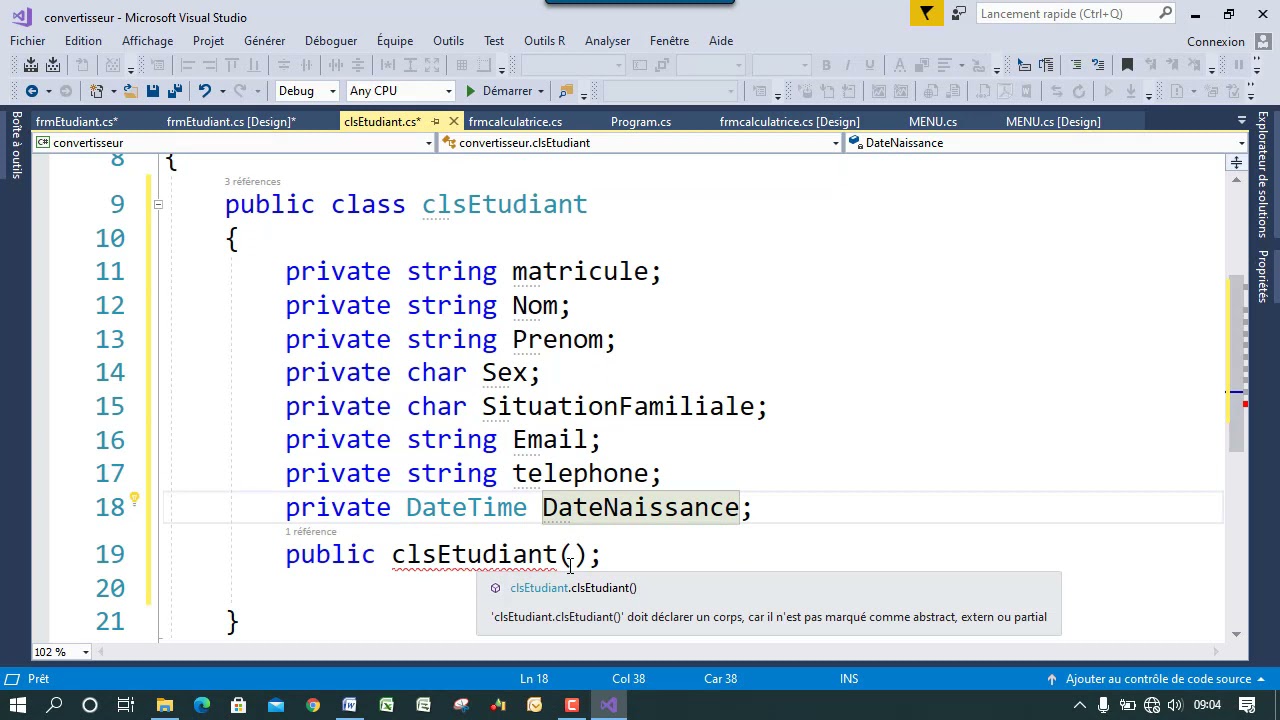 #Csharp Cours 4 : introduction à la Programmation orientée objet