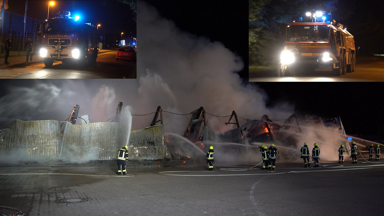 [GROßBRAND PEINE: ZWEI FLF IM EINSATZ] Lagerhallenbrand in Stederdorf fordert über 300 Einsatzkräfte