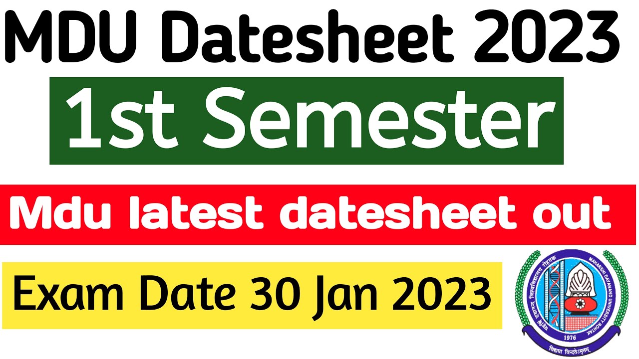 Mdu latest datesheet 2023 | Mdu exams datesheet | Mdu Datesheet 2023 | mdu blib 1st semester exam