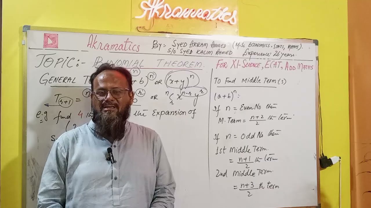 Topic | Binomial Theorem ( General Term ) Part #2 The Middle Term 