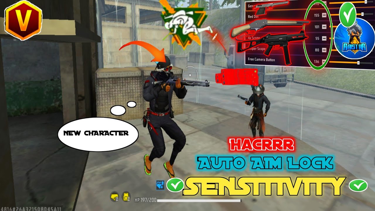 Free Fire Auto Aim Lock 🔒 SENSITIVITY SETTING | Only Red Number New CHARECTOR 🔥☠️ HEADSHOT Tips |