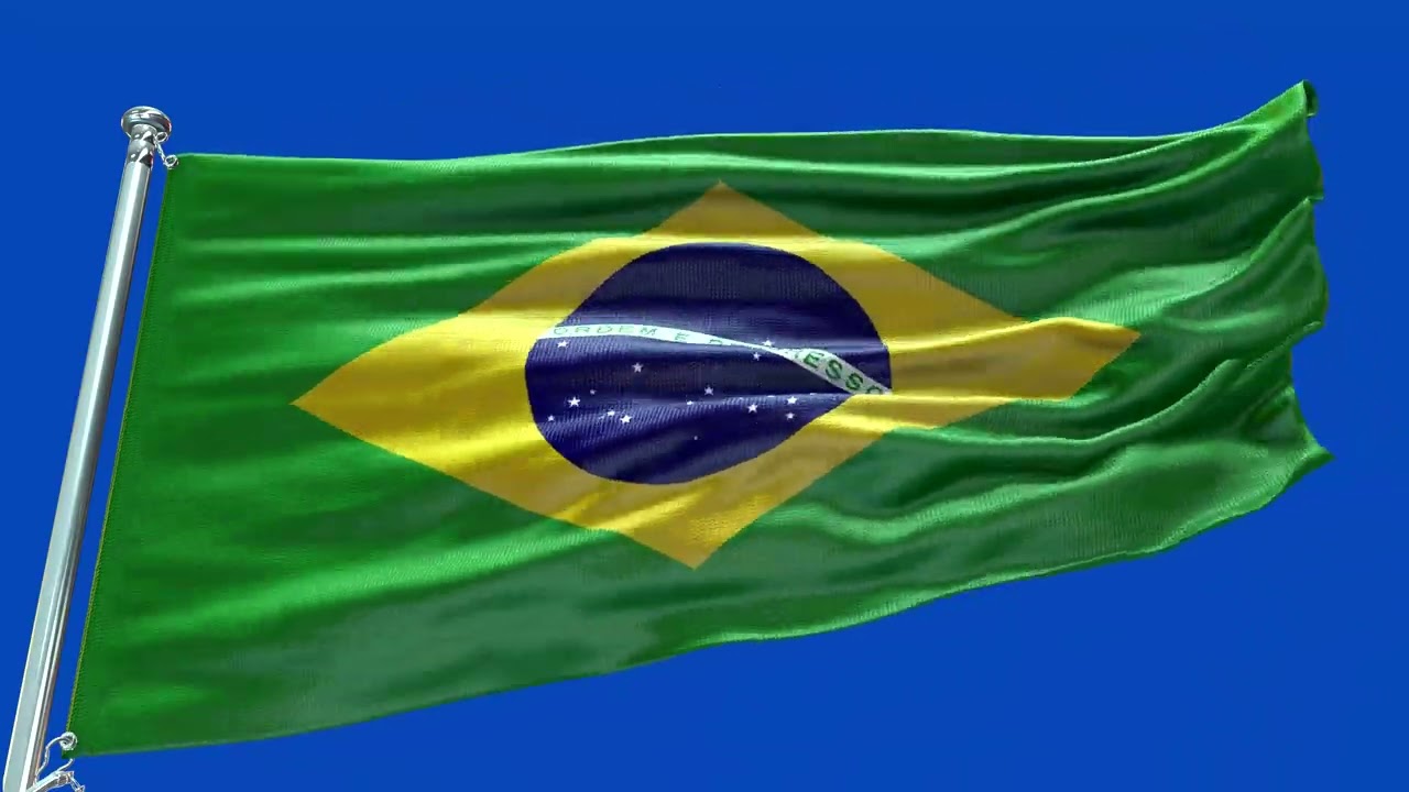 🚩Brazil Flag Waving  | GREEN SCREEN & CHROMA MATTE🚩