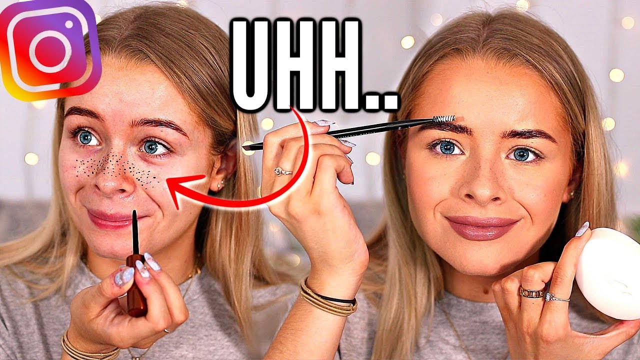 I TESTED INSTAGRAM MAKEUP TRENDS... SEMI PERMANENT FRECKLES, SOAP BROWS, LASHES ON WATERLINE etc