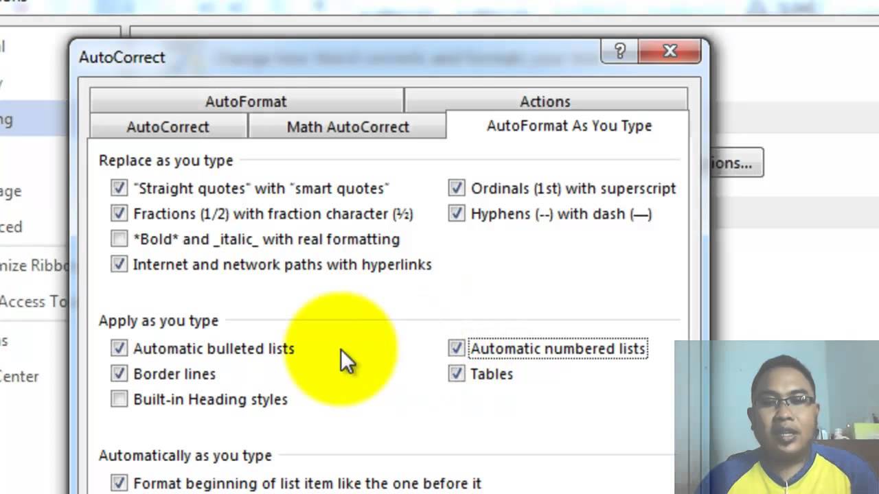 Membuat dan mengaktifkan bullets and numbering secara otomatis di microsoft   office word 2013