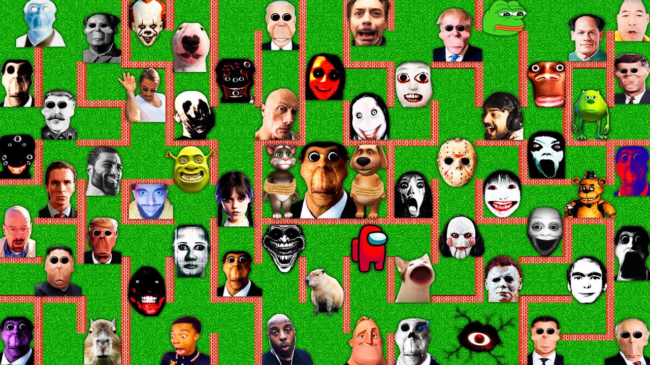 SURVIVAL MEGA MAZE with 100 OBUNGA NEXTBOTS in MINECRAFT animation gameplay - coffin meme