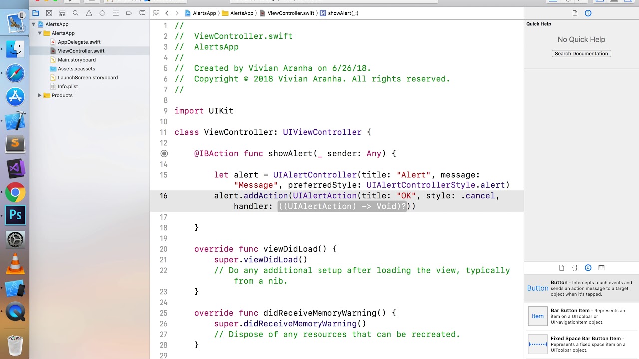 UIAlertController in Swift4 (Swift)