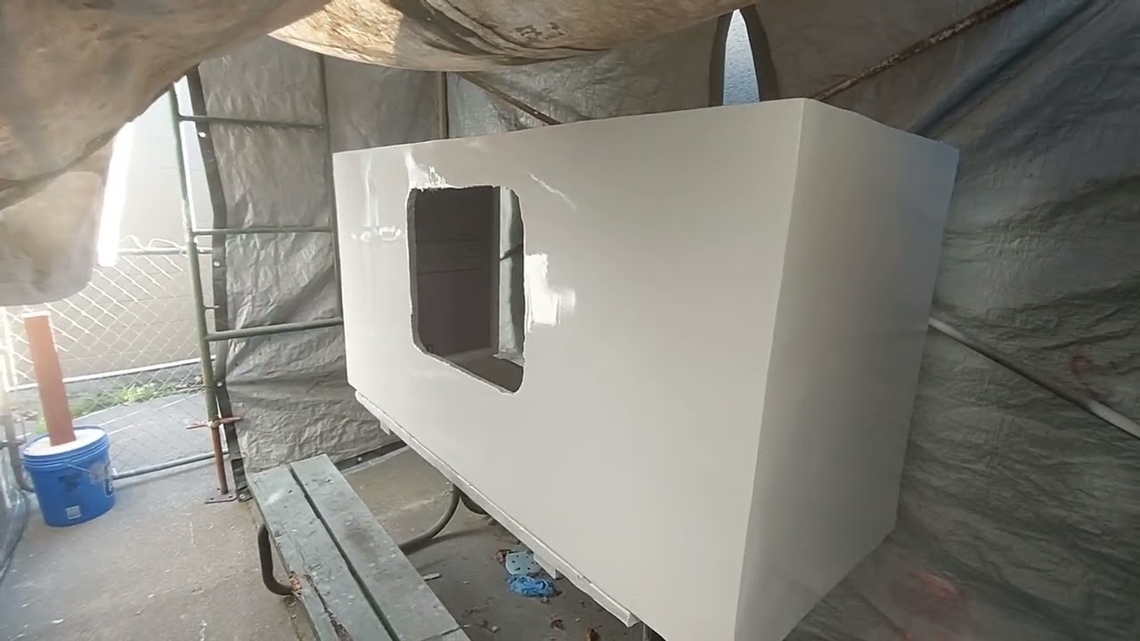 Bicycle Camper Trailer with slide-out Video 64 Main slide-out segment and door progress
