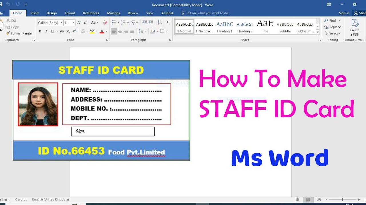 How To Make Staff ID CARD in Ms Word @fxtechsolution