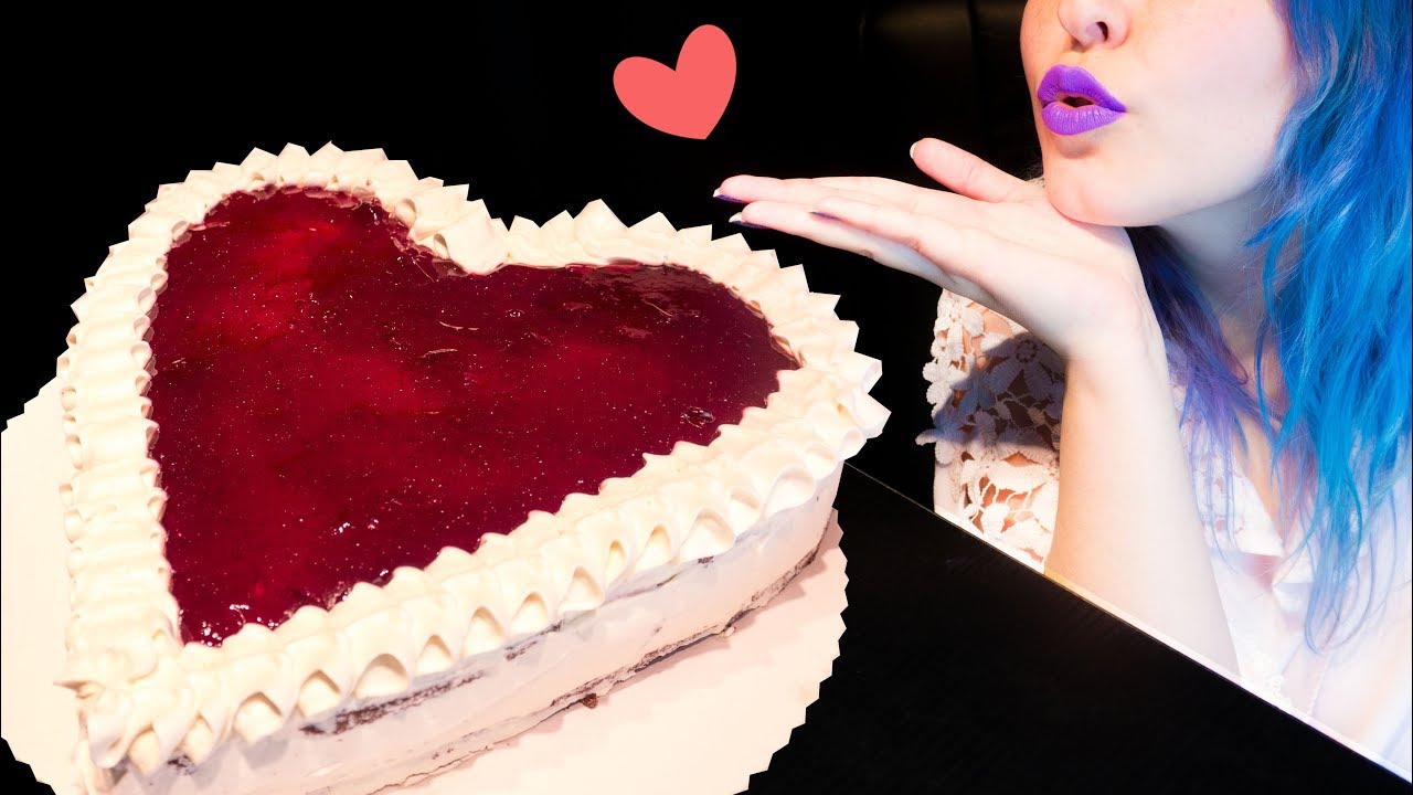 ASMR: Huge Cherry Chocolate Cake w/ Vanilla Buttercream | 100k Subs 🍰 ~ Relaxing Eating Sounds [V] 😻