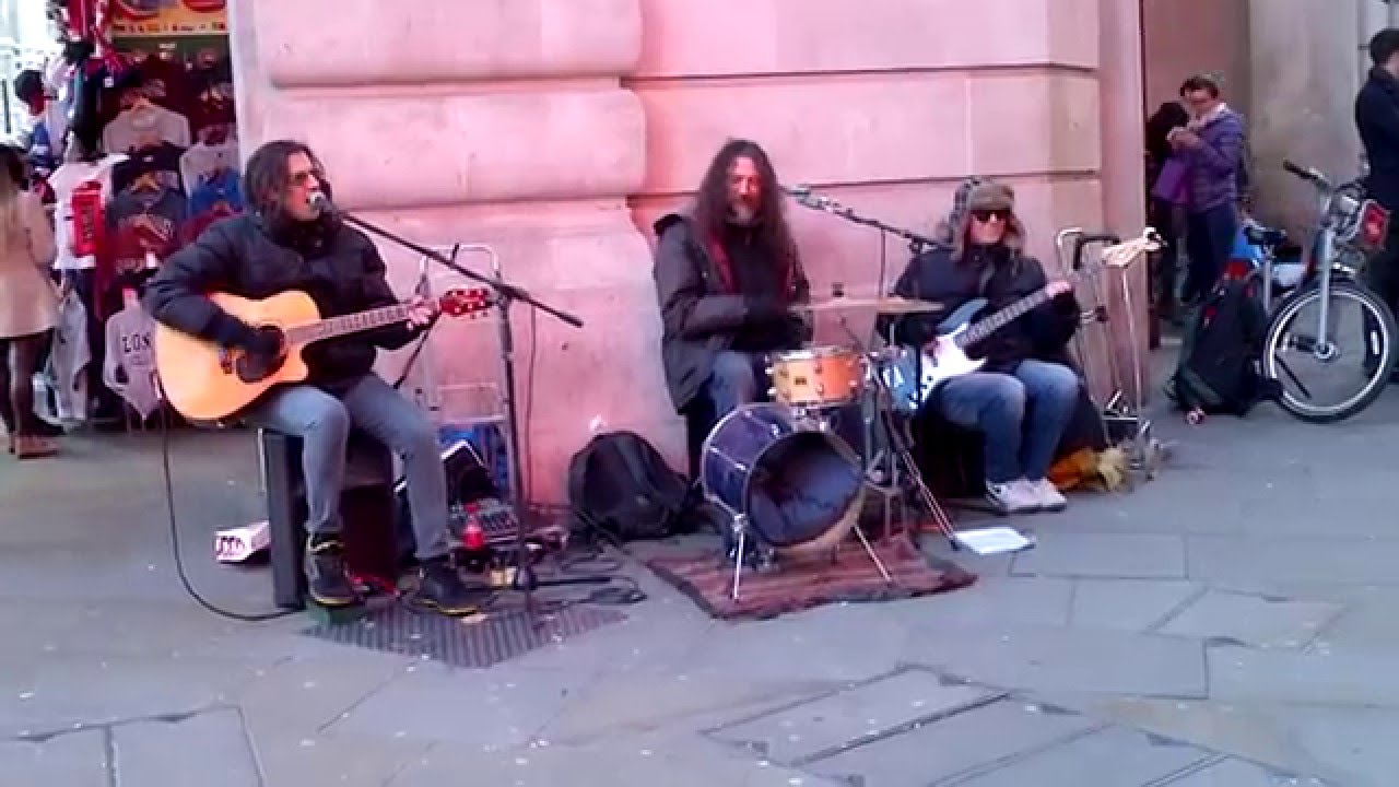 London street band Funfiction play I Can See Clearly Now (Johnny Nash)