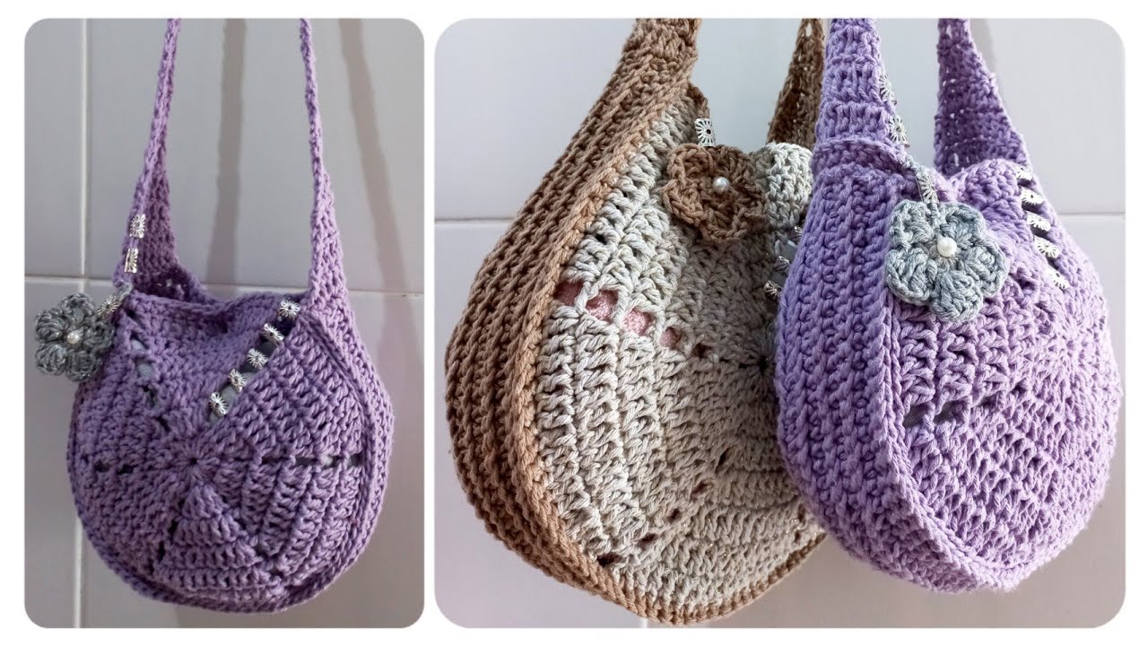 Bolsa de croche muito fácil e rápida de fazer ,  passo a passo #crochehexágono #bolsas 💜