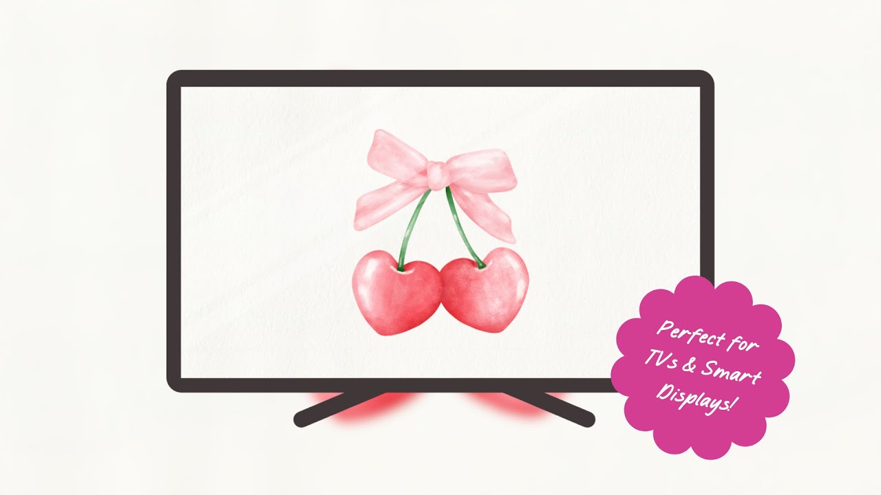 Aesthetic Cherry Bow Screensaver | Sweet & Girly TV Art for Any Screen | No Audio