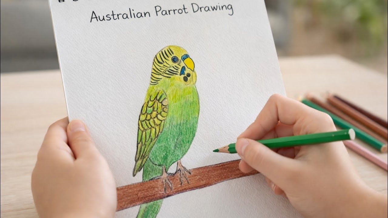 Australian Parrot Drawing | Step-by-Step Color Pencil Art