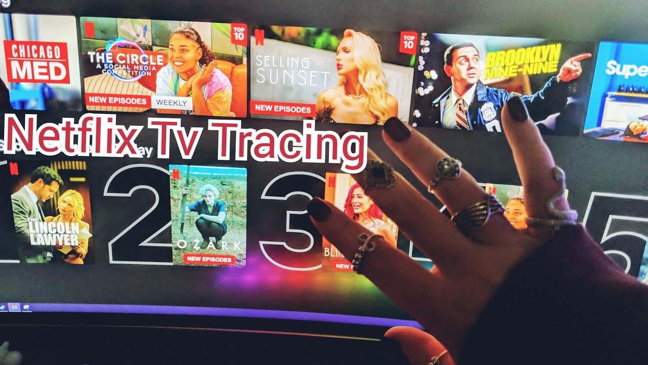 ASMR Netflix TV Tracing and Tapping (mouth sounds, whisper etc)