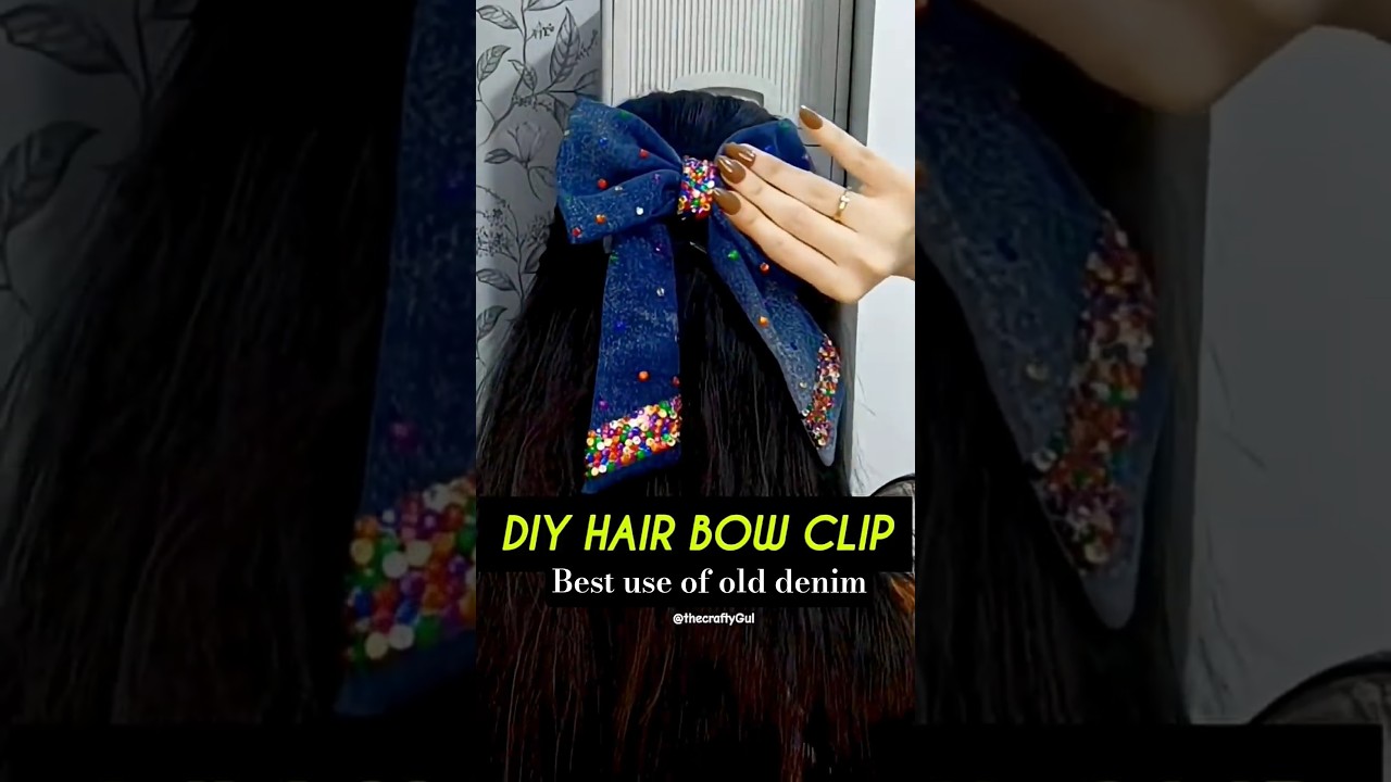 best use of old jeans #diy #trending #craft #hairaccessories #bow #clip @thecraftyGul #shorts
