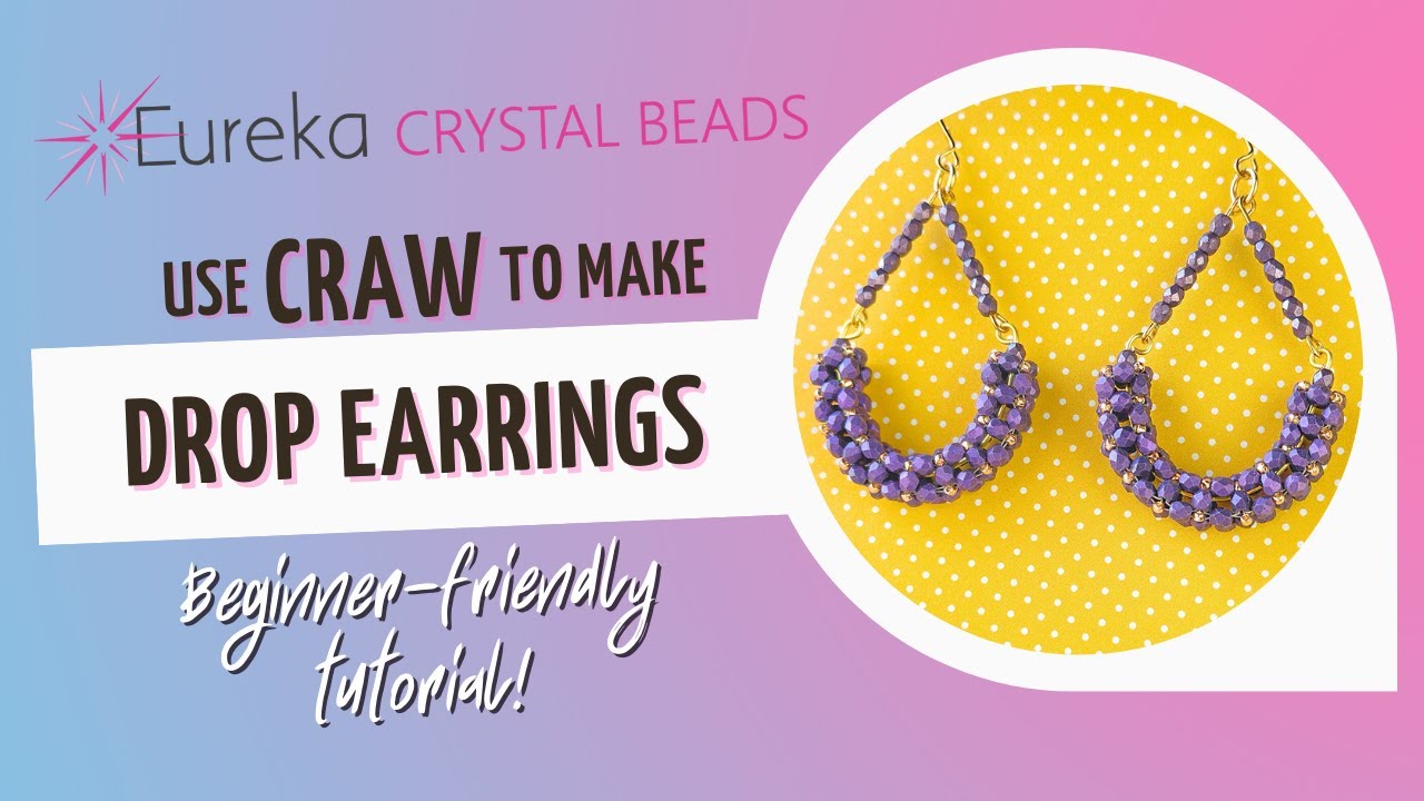 💜 Easy Dangly Right Angle Weave Earrings Tutorial w/ Fire Polish Beads | Beginner-Friendly Beading