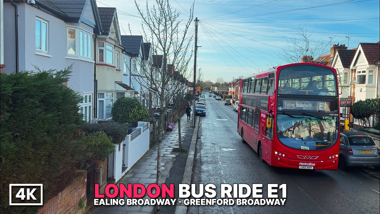 London’s Shortest Double-Decker Bus Route | London Bus POV | Bus E1 Ealing to Greenford | 4K HDR
