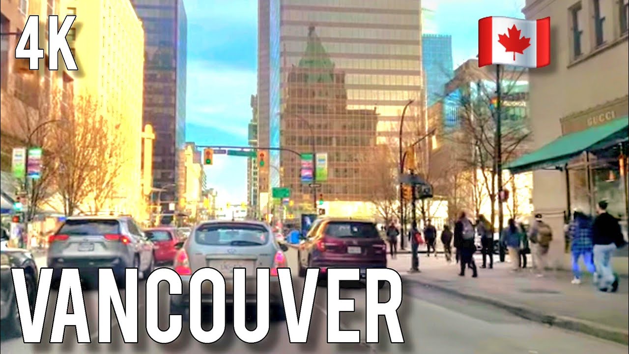 🇨🇦  [4K] 🌞 Spring Driving in Downtown Vancouver,  BC Canada 2025