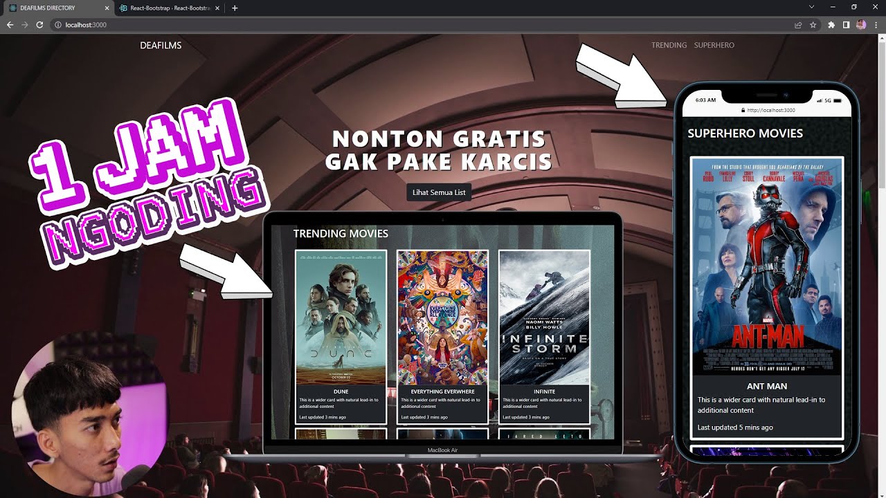 Bikin WEBSITE FILM Pake REACT JS Bootstrap Untuk PEMULA