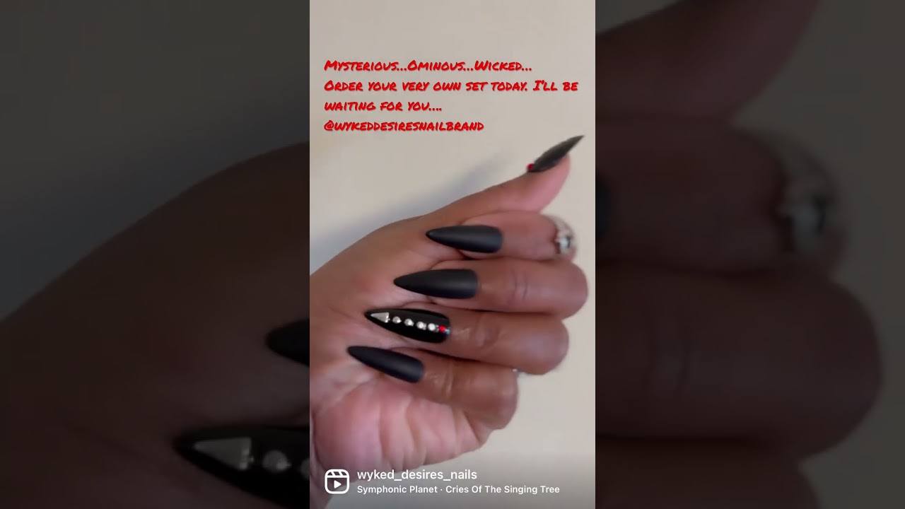 I love my black stiletto nails! #pressonnailset #blacknails #nailart