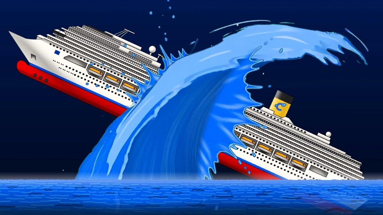 Famous Ships vs the Biggest Tsunami ever🚢⚓️