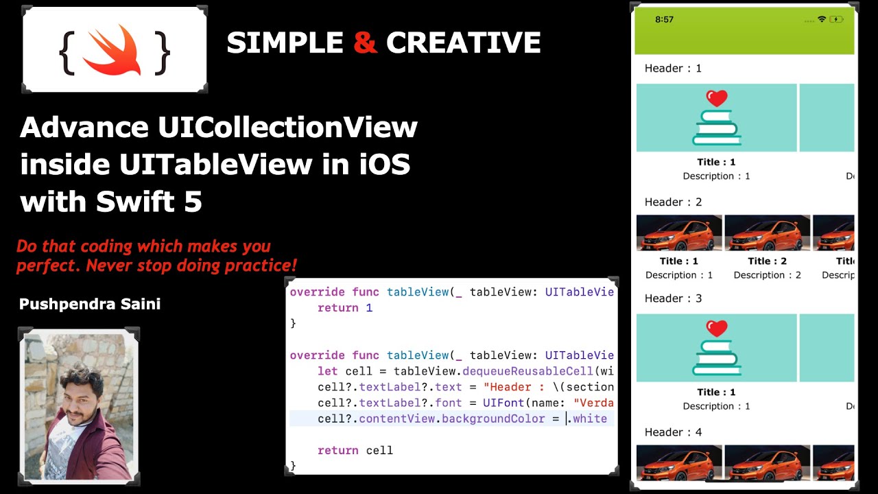 Advance UICollectionView inside UITableView in iOS with Swift 5