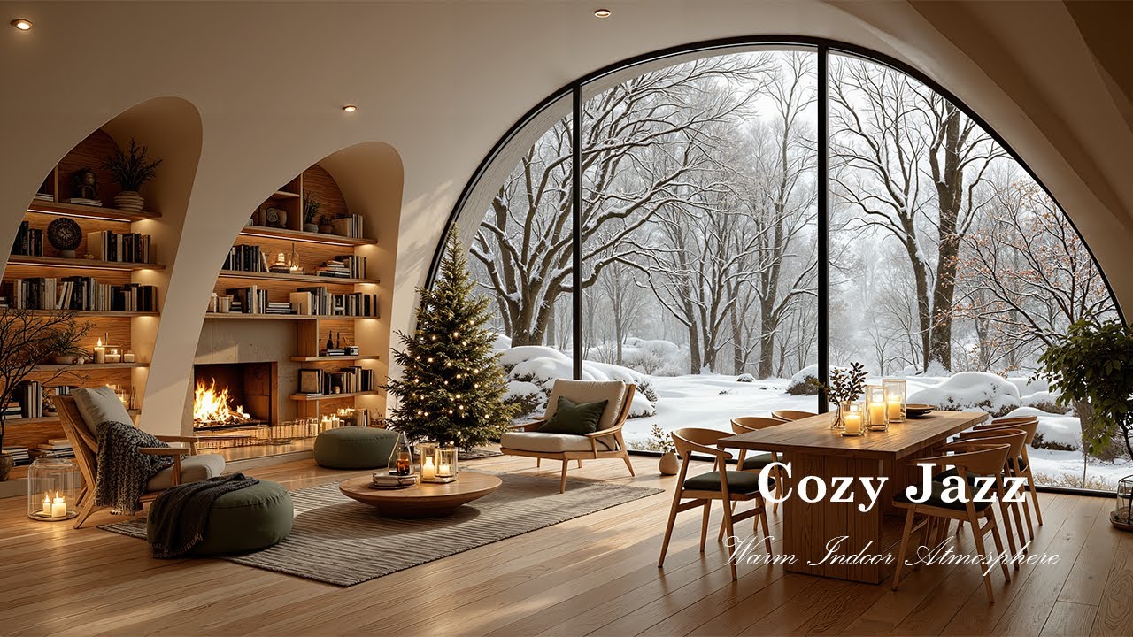 Cozy Jazz At Quiet Indoor Atmosphere | Gentle Jazz Instrumental For Relaxing Mood By Fireplace