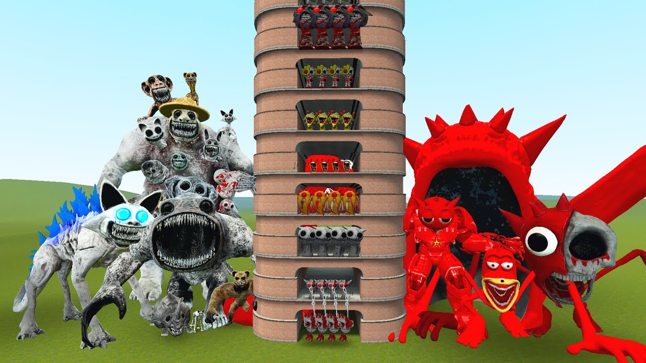 TALLGRASS LITTLE TO BIG ALL ZOONOMALY BOSS VS ALL RADDY SPRUNKI ФАЗА 1 - 10 в Gmod !!