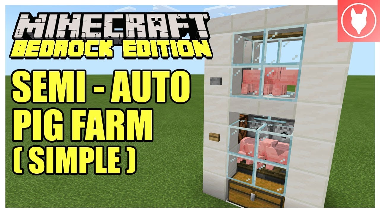 Minecraft Bedrock - Semi - Automatic Pig Farm Tutorial ( Xbox / MCPE / Windows 10 / Switch )