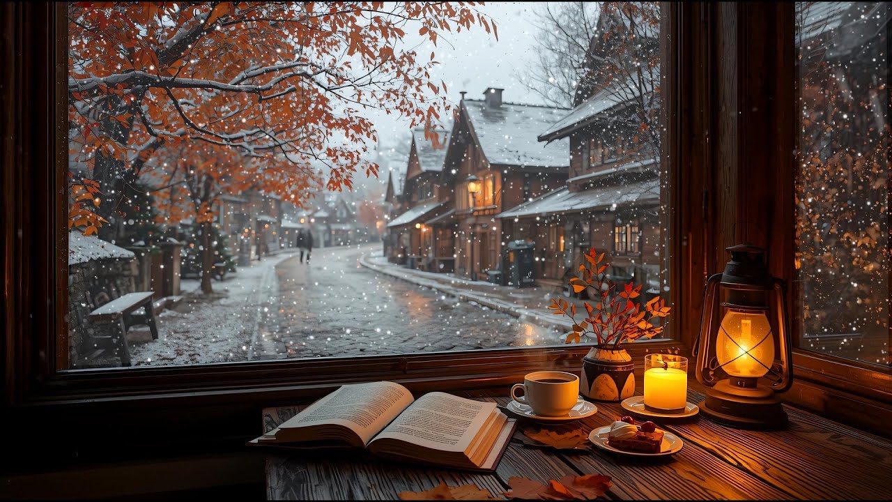 Winter Jazz Coffee Shop Ambience ❄️ Fireplace Warmth & Cozy Café Music for Study